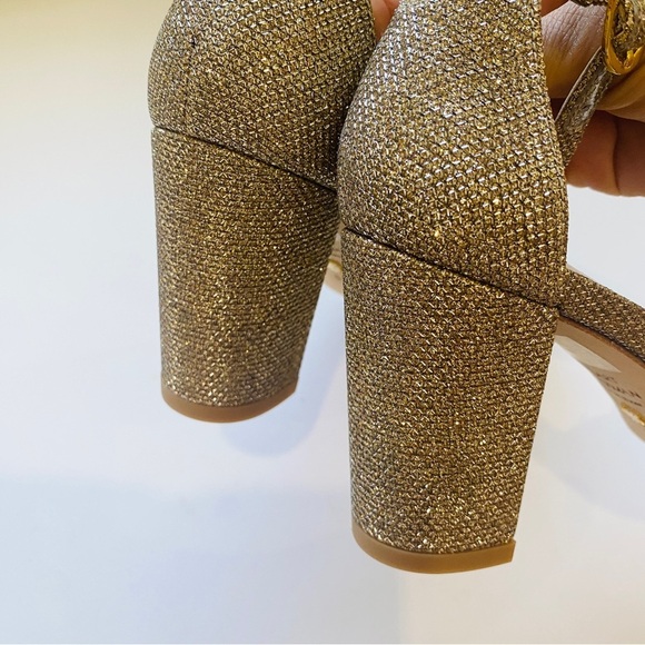 Stuart Weitzman Nudist Block 75 Gold Sandal - Picture 10 of 10